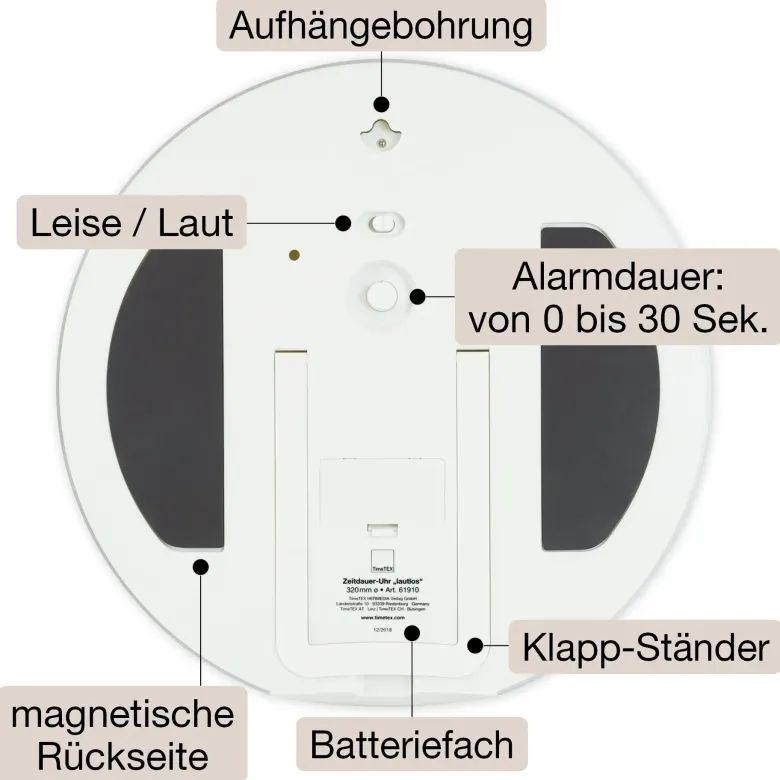 TimeTEX Zeitdauer-Uhr "lautlos" XL, 32 cm ø mit Ampelscheibe