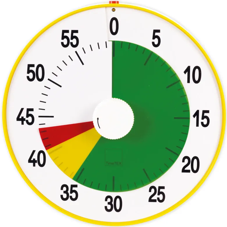 TimeTEX Zeitdauer-Uhr "lautlos" XL, 32 cm ø, mit Ampelscheibe + Pausentaste