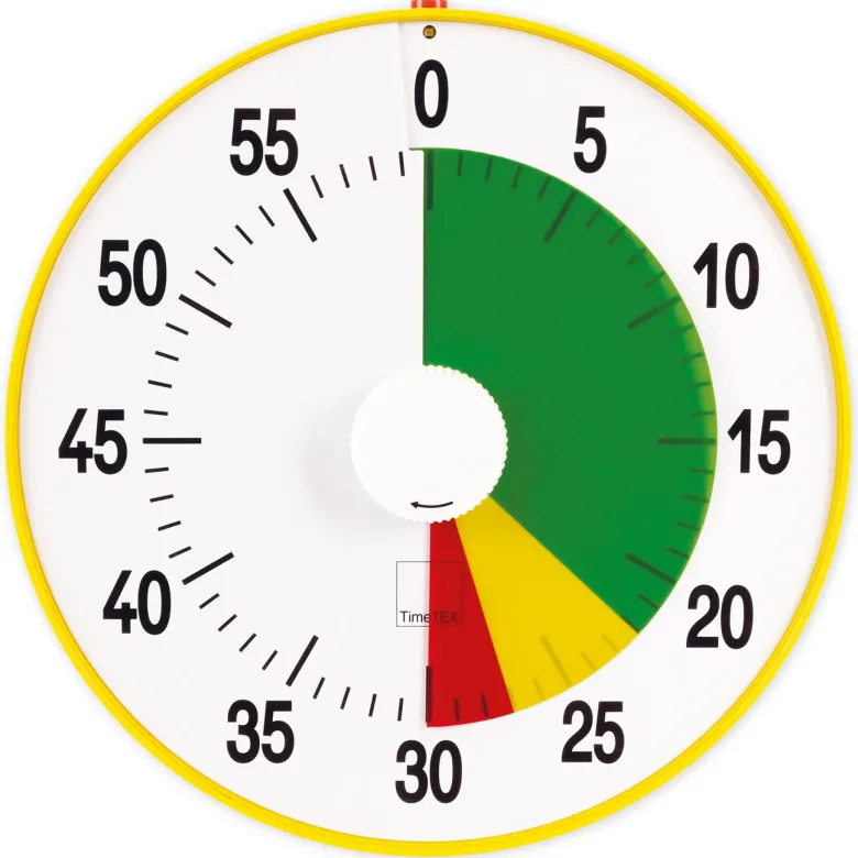 TimeTEX Zeitdauer-Uhr "lautlos" XL, 32 cm ø, mit Ampelscheibe + Pausentaste