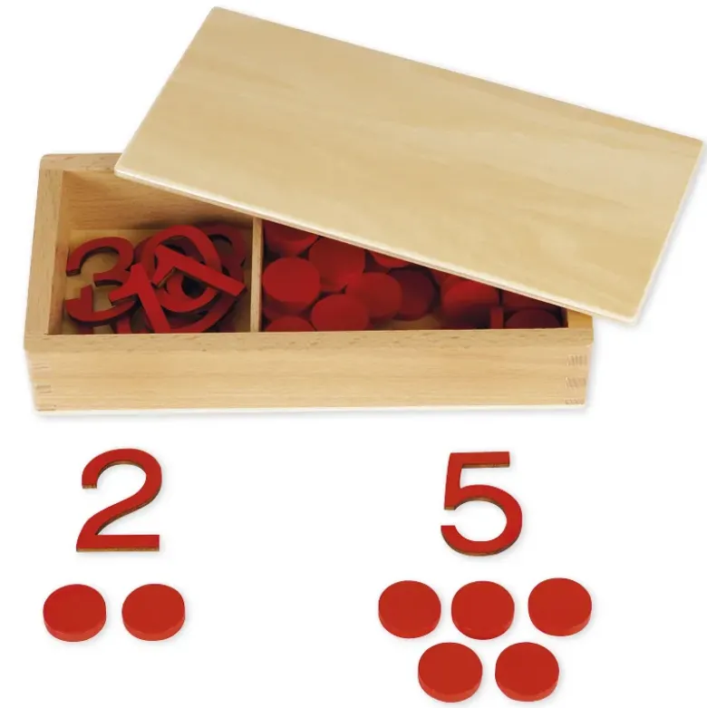 TimeTEX Ziffern und Chips, in Holzbox "Montessori Premium"