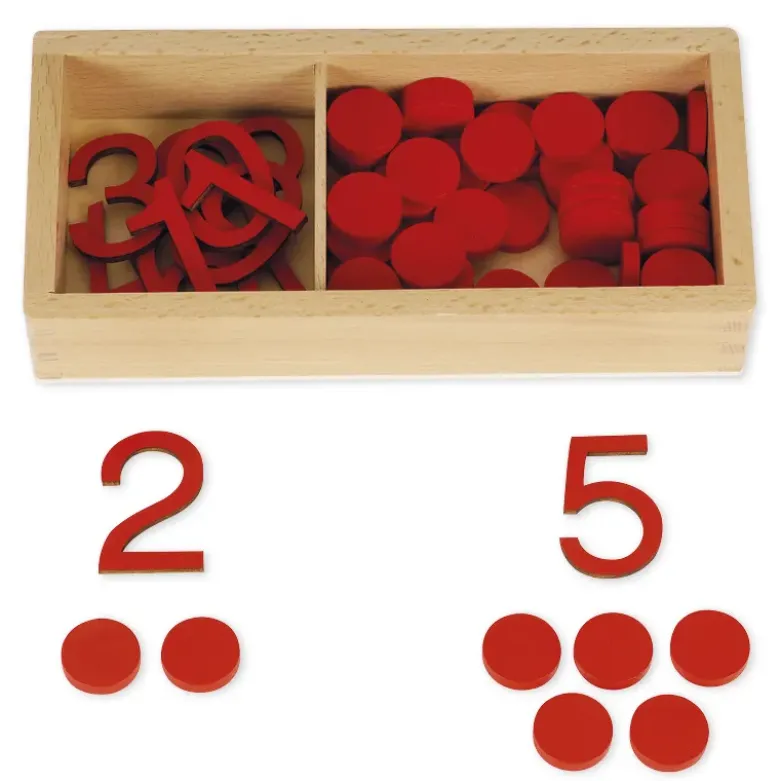 TimeTEX Ziffern und Chips, in Holzbox "Montessori Premium"