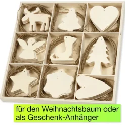 Weihnachtsbaum-Schmuck aus Holz, 72-tlg.