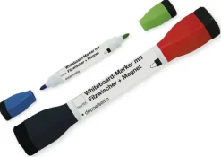 Whiteboard-Marker Doppelspitze mit Filzwischer + Magnet