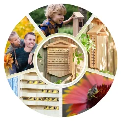 Wildbienen-Hotel mit Beobachtungsmöglichkeit, aus Holz, zum Aufklappen