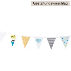 Wimpel-Kette aus Papier, weiß, 2 Stück