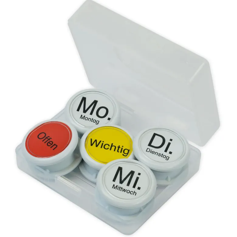 Wochentags-Magnete 10-tlg. in Box