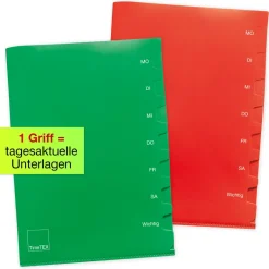 Wochentags-Mappe A4-Plus, 2 Stück, 7 Unterteilungen