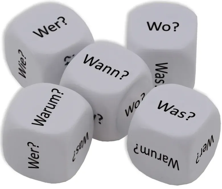Würfel-Set Deutsch "Fragewörter" 5-tlg., 16 mm