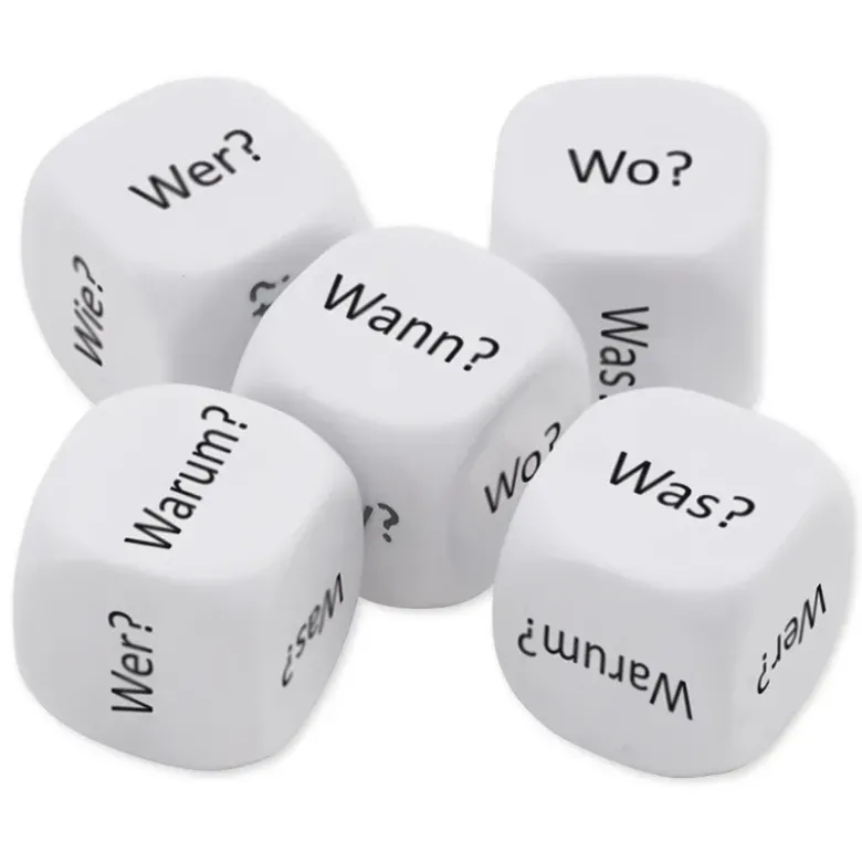 Würfel-Set Deutsch "Fragewörter" 5-tlg., 16 mm