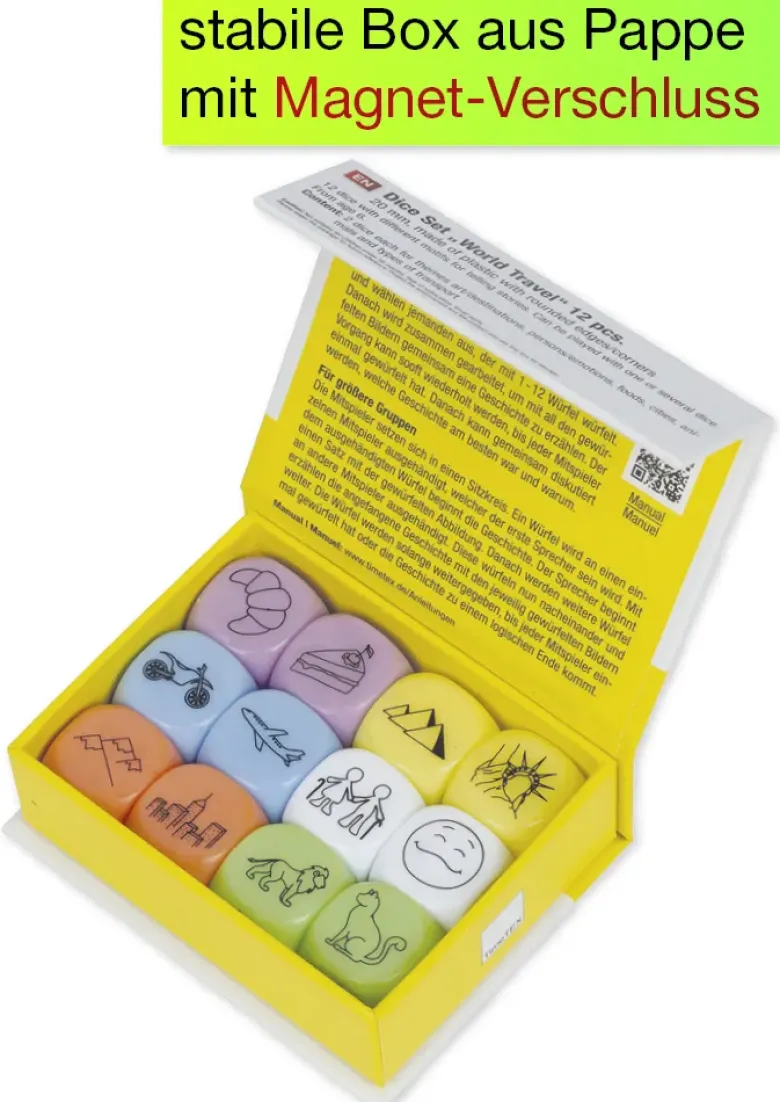Würfel-Set "Weltreise", 12-tlg., 20 mm in Box