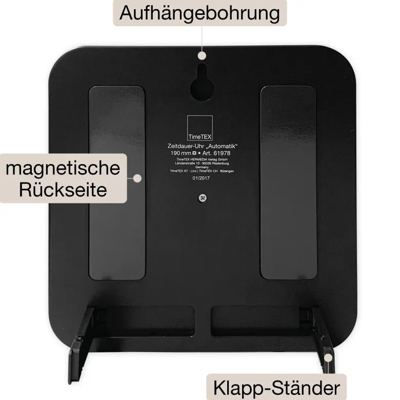 Zeitdauer-Uhr "Automatik" magnetisch, 19x19 cm, mit Ampelscheibe