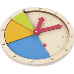Zeit- und Bruchrechen-Uhr aus Holz, 22,5 cm ø, 19-tlg.