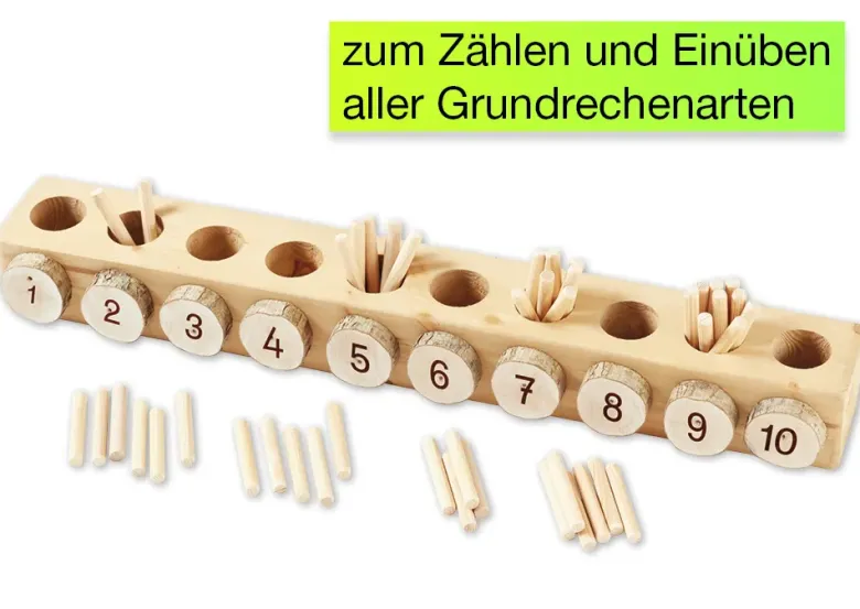 Zählbox mit Rechenstäbchen, 61-tlg.